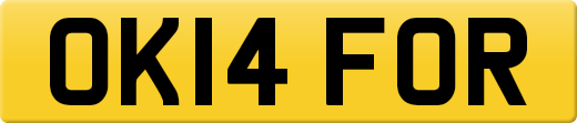 OK14 FOR private number plate